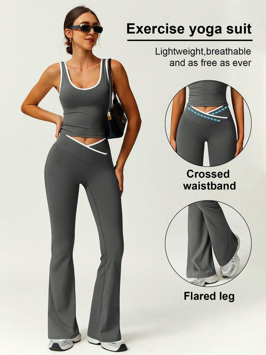 Women 2pcs Sports Vest And Fla - مراجعة Crossfit Vest وسعره