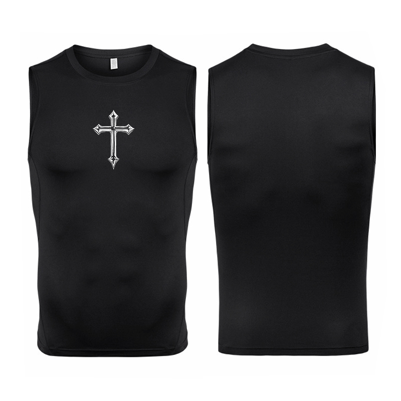 Cross Print Sleeveless Compres - مراجعة Crossfit Vest وسعره