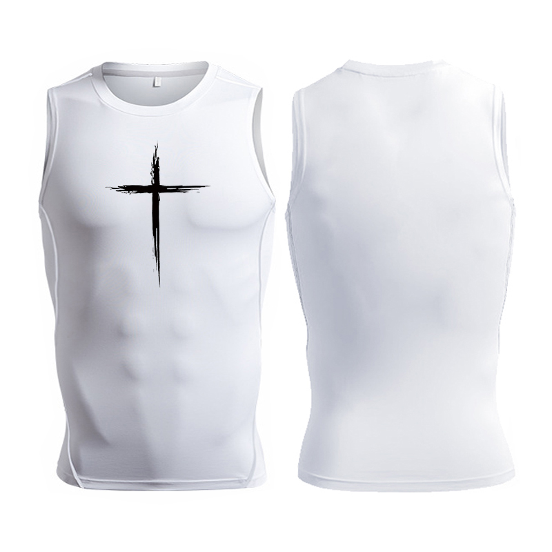 Cross Print Sleeveless Compres - مراجعة Crossfit Vest وسعره