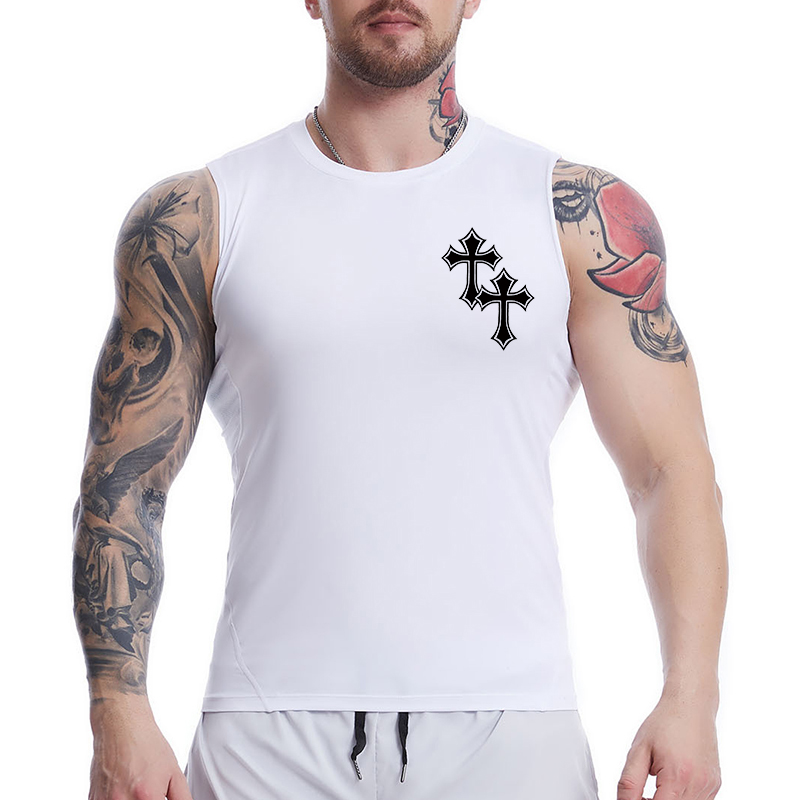 Cross Print Sleeveless Compres - مراجعة Crossfit Vest وسعره